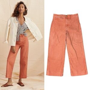 Madewell Slim Emmett Wide Leg Crop Pants Jeans Size 27 Burnt Orange Fall